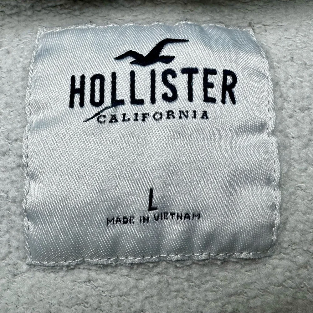 Hollister Light Gray Hoodie with Navy Blue Stitched Logo #1558
